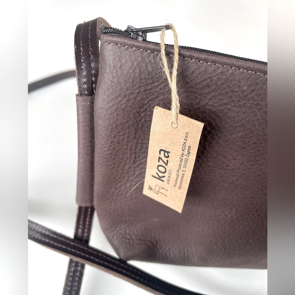 Koza Brown Leather Cross Body Bag